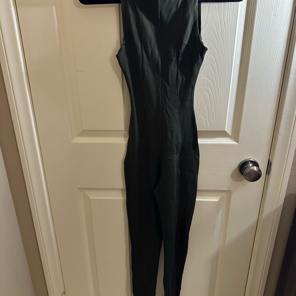 Naked Wardrobe Dark Green Sleeveless Jumpsuit - Picture 3 of 5
